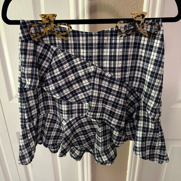 Plaid Mini Skirt in Navy Blue and White - Picture 1 of 1